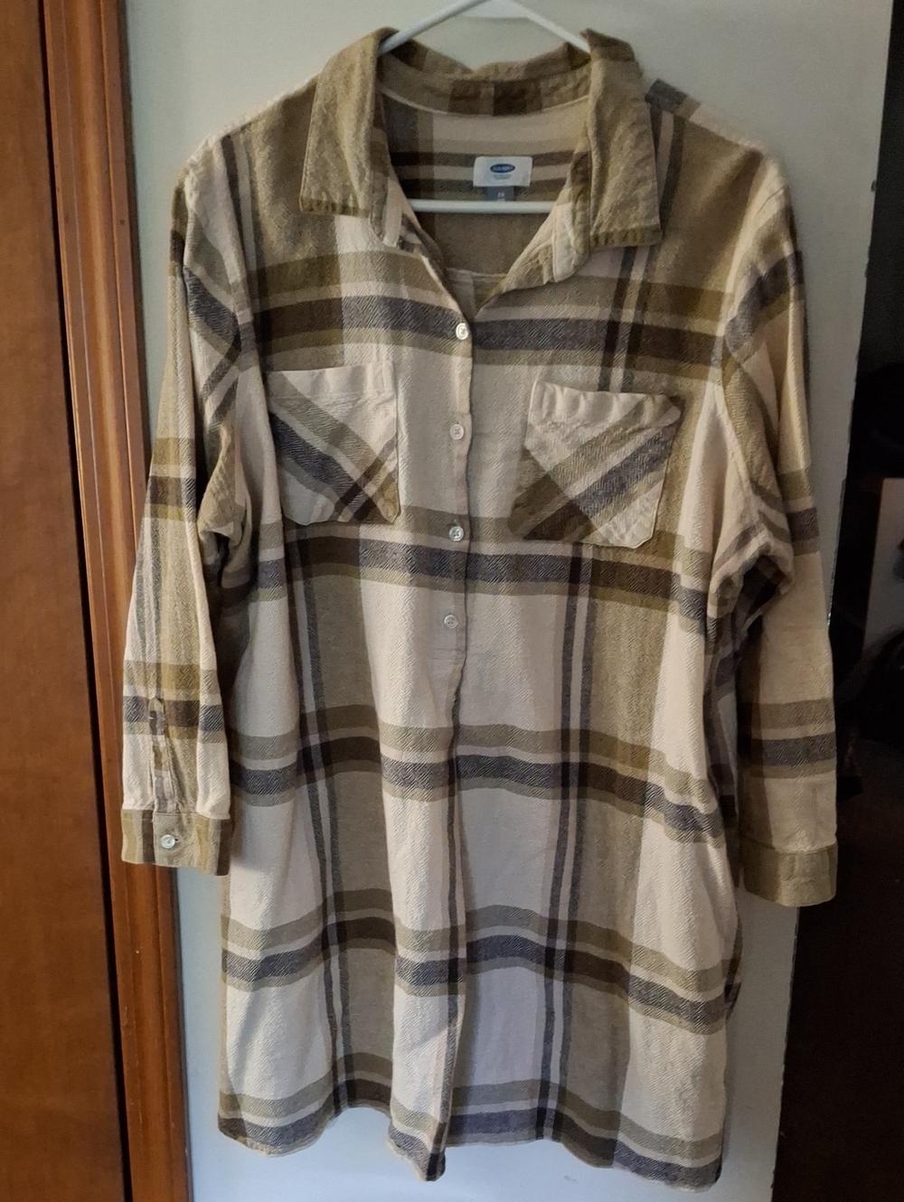 Old Navy Beige and Brown Plaid Button-Front Kids Shirt